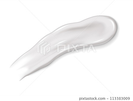 Realistic 3D smear of white cream on an isolated white background Realistic 3D smear of white cream on an isolated white background 113383009