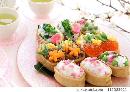 賞櫻花 稻荷壽司 春季裝飾 稻荷壽司 113383011