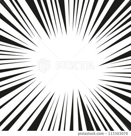 Manga line action effect radial rays, burst frame comic book motion black and white, monochrome style, anime super hero decoration, speed or explosion design. 113383078