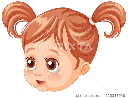 Adorable Cartoon Toddler with Pigtails Adorable Cartoon Toddler with Pigtails 113383938