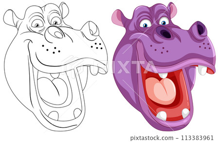 Happy Hippo Cartoon Before and After Happy Hippo Cartoon Before and After 113383961