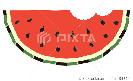 Illustration material of a watermelon with bite marks from being eaten Illustration material of a watermelon with bite marks from being eaten 113384244