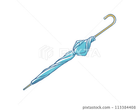 折疊藍色雨傘的簡單圖解 113384408