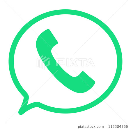 簡單的綠色電話聽筒和語音泡沫 113384566