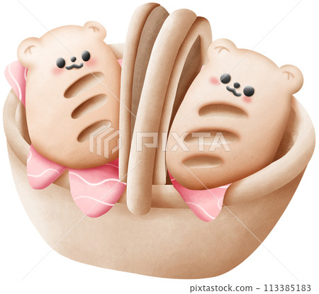 Bread and picnic basket Bread and picnic basket 113385183