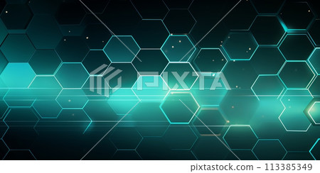 Abstract technology green background. Futuristic interface with hexagons 113385349