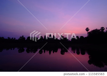Sunrise at  Angkor Wat is a Buddhist temple complex in Siem Reap, Cambodia 113385563