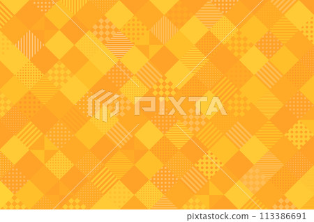 Background material Orange Square pattern Dot and stripe background Diagonal checkered pattern Background 113386691