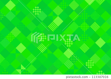背景素材 綠色方形圖案 點與條紋背景 對角線格子圖案背景 113387016