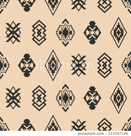 Tribal Southwestern Navajo Quilt Seamless Pattern Tribal Southwestern Navajo Quilt Seamless Pattern 113387146