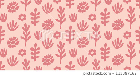 Abstract Botanical Floral Seamless Pattern 113387162