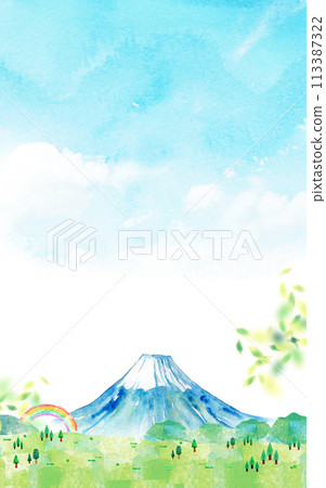 Background material of Mt. Fuji on a clear day in Japan Background material of Mt. Fuji on a clear day in Japan 113387322