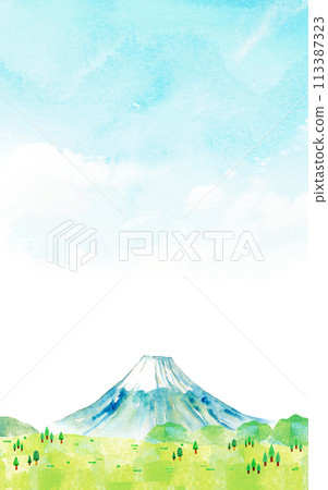 Background material of Mt. Fuji on a clear day in Japan Background material of Mt. Fuji on a clear day in Japan 113387323