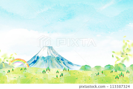Background material of Mt. Fuji on a clear day in Japan 113387324