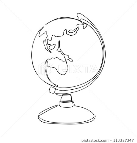 One Continuous Line Earth Globe 113387347