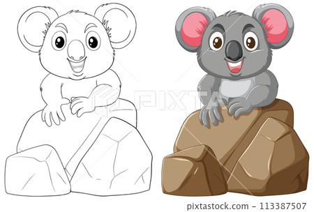 Cute Koala Illustration Before and After 113387507