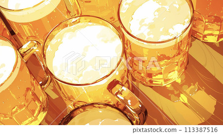 啤酒杯中的啤酒插圖 AI 圖像 113387516