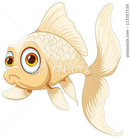 Cartoon Goldfish Swimming Solo 113387539