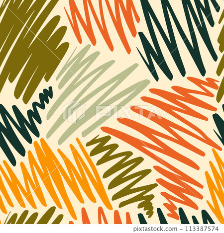 Abstract Modern Trendy Brush Strokes Hand Drawn Seamless Pattern Abstract Modern Trendy Brush Strokes Hand Drawn Seamless Pattern 113387574