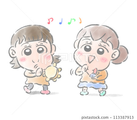 演奏樂器、兒童、水彩觸感 演奏樂器、兒童、水彩觸感 113387913