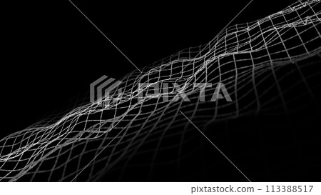 Abstract Black Grid Waves on Dark Background 113388517