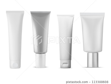 Cosmetic cream tube, vector package template isolated 113388608