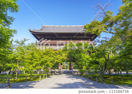 Early summer in Kyoto: Sanmon Gate of Nanzenji Temple, a beautiful approach lined with fresh greenery Early summer in Kyoto: Sanmon Gate of Nanzenji Temple, a beautiful approach lined with fresh greenery 113388756