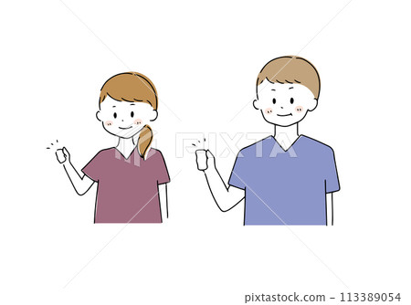 做膽量姿勢的醫務人員 做膽量姿勢的醫務人員 113389054