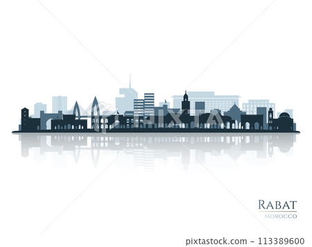 Rabat skyline silhouette with reflection.  113389600