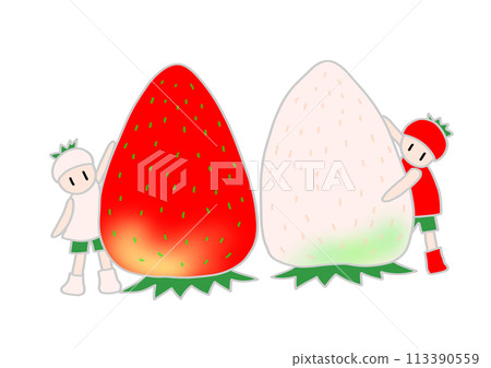 Red and white strawberries and children 113390559