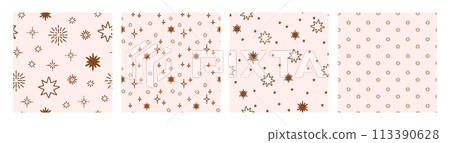 Monochrome seamless patterns pastel set in minimalistic style. Mid century aesthetic background. Geometric shapes. Vector print for wallpaper, fabric etc. Monochrome seamless patterns pastel set in minimalistic style. Mid century aesthetic background. Geometric shapes. Vector print for wallpaper, fabric etc. 113390628