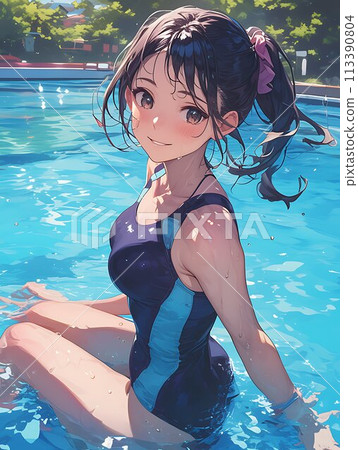 泳池游泳班泳裝AI女孩 泳池游泳班泳裝AI女孩 113390804
