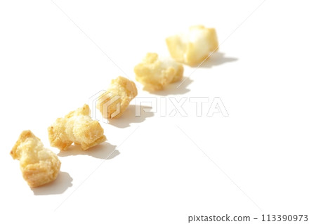 Rice crackers photographed on a white background 113390973