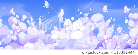 Anime style blue sky with fluffy clouds 113391444