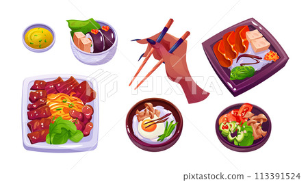 Traditional korean food cartoon collection. Traditional korean food cartoon collection. 113391524