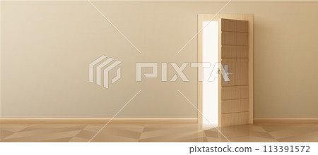 3d open house door with light digital concept 113391572