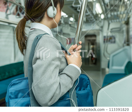 Image of high school students commuting to school by train Image of high school students commuting to school by train 113391820