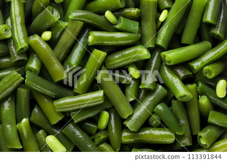 Green beans background. Top view Green beans background. Top view 113391844