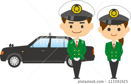 計程車司機形象插畫（男女套裝） 113391925