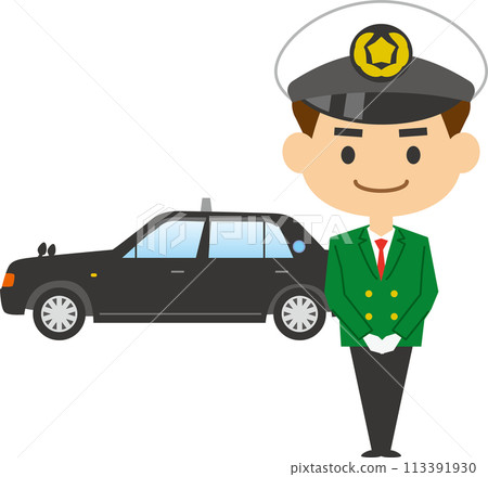 Image illustration of a male taxi driver Image illustration of a male taxi driver 113391930