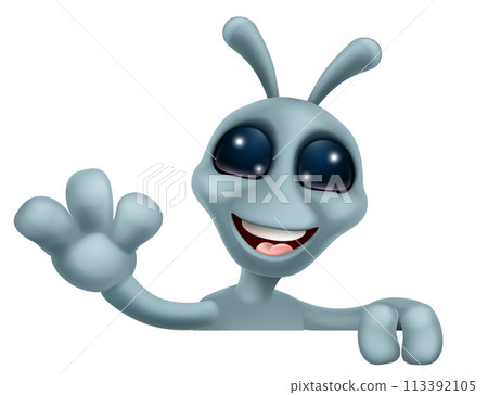 Alien Grey Gray Fun Cartoon Character 113392105