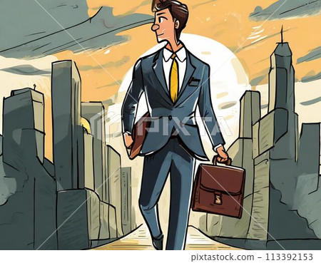 Businessman walking in town Businessman walking in town 113392153