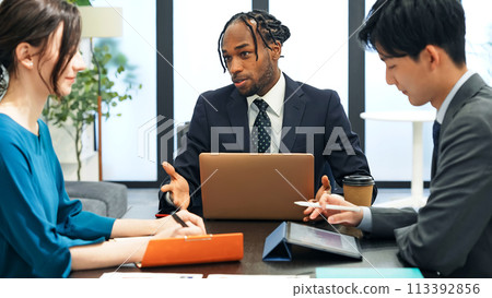 Group of multinational businesspeople meeting in office 113392856