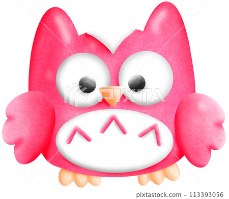 Cartoon pink owl 113393056