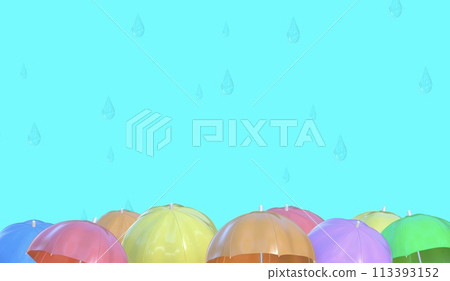 Colorful umbrellas and rainy season sky background Colorful umbrellas and rainy season sky background 113393152