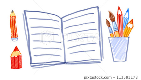 Child drawings of stationery 113393178