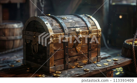 old pirate chest with a lock old pirate chest with a lock 113393409