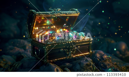 Enchanted Treasure Chest with Gleaming Gems Enchanted Treasure Chest with Gleaming Gems 113393410