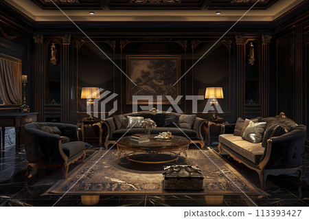 Luxury neo classic style home interior. By generative Ai 113393427
