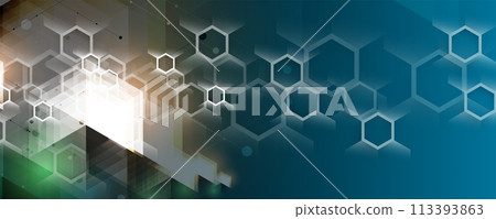 Geometric hexagon abstract background with simple polygonal elements. Medical, business, technology or science design. Vector Art. 113393863